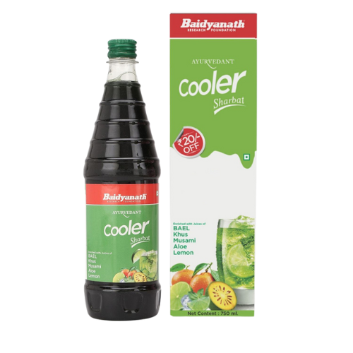 Baidyanath Cooler Sharbat 750ml – Ayurvedic Summer Drink with Natural Herbs for Hydration & Digestion